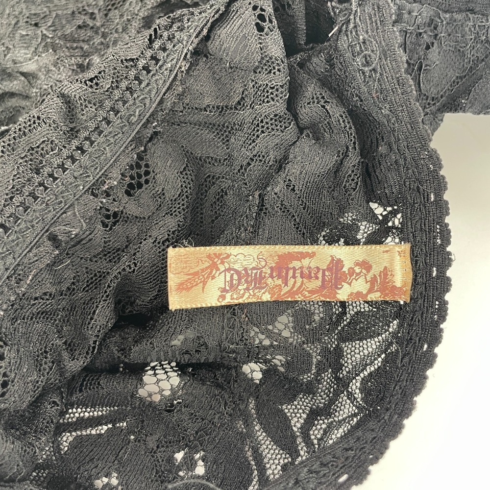 Vintage Babydoll Tank Top M Black Lace Whimsigoth Y2K Fairy Grunge Fitted Sheer - Picture 11 of 11